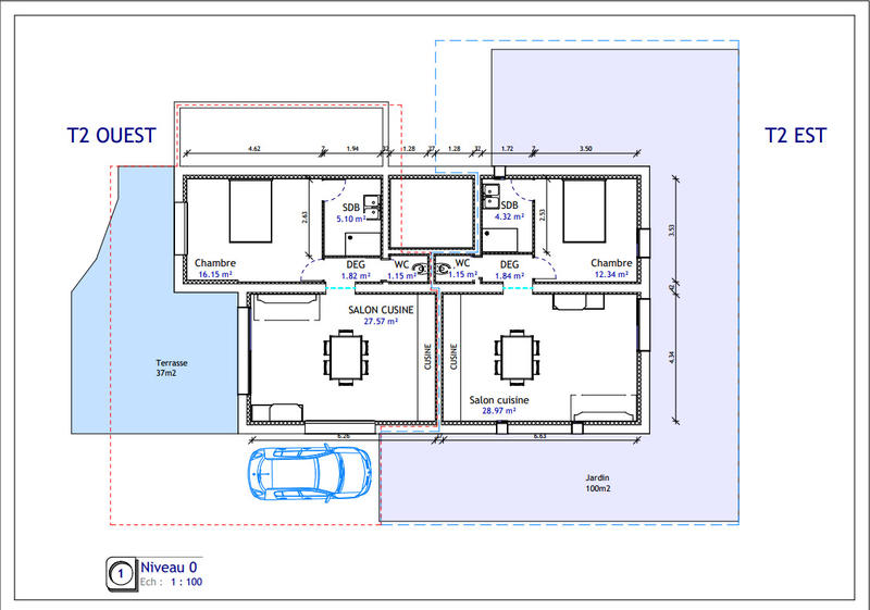 Appartement - 52 m² - 2 pièces