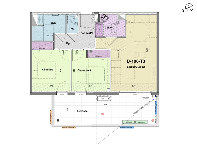 Appartement - 58 m² - 3 pièces