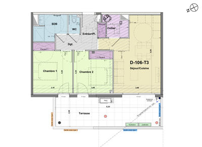 Appartement - 58 m² - 3 pièces