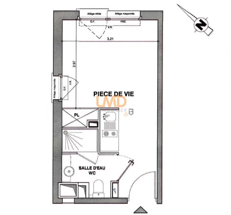 Studio - 18 m² - 1 pièce