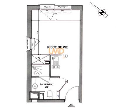 Studio - 18 m² - 1 pièce