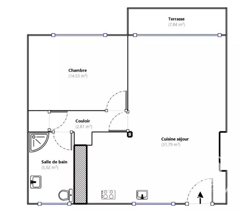 Appartement - 55 m² - 2 pièces