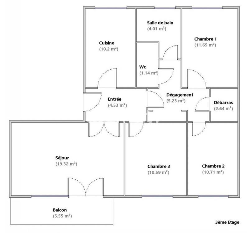 Appartement - 80 m² - 4 pièces