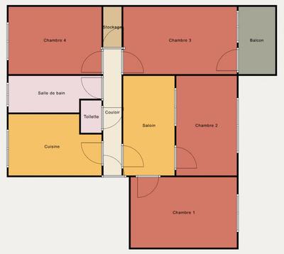 Chambre - 15 m² - 4 pièces