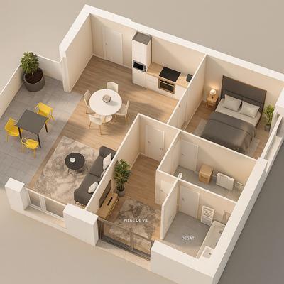 Appartement - 55 m² - 2 pièces