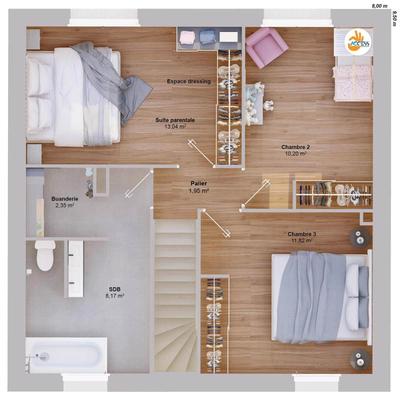 Maison - 88 m² - 6 pièces