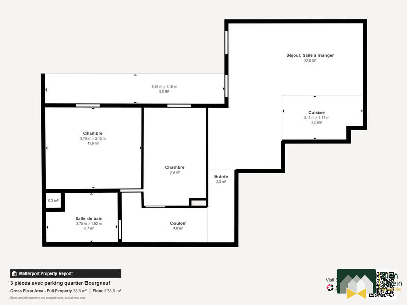 Appartement - 60 m² - 3 pièces