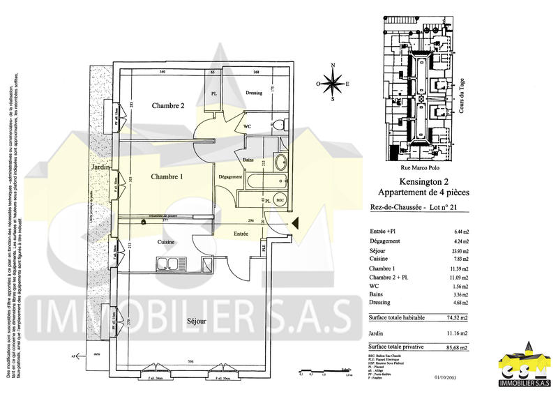 Appartement - 74 m² - 3 pièces