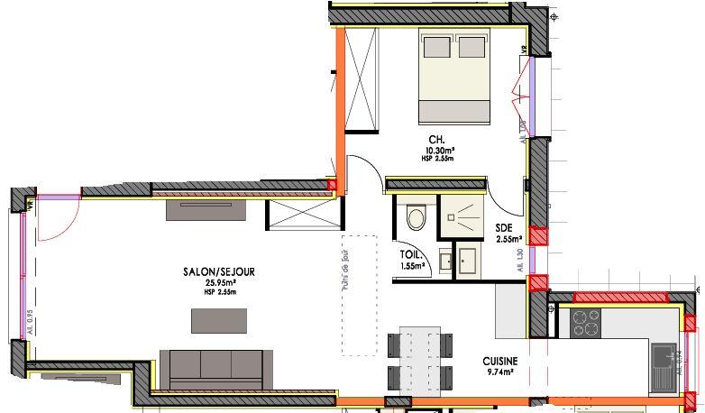 Appartement - 50 m² - 2 pièces
