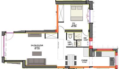 Appartement - 50 m² - 2 pièces