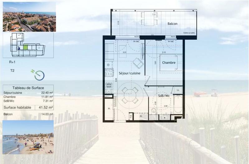 Appartement - 41 m² - 2 pièces