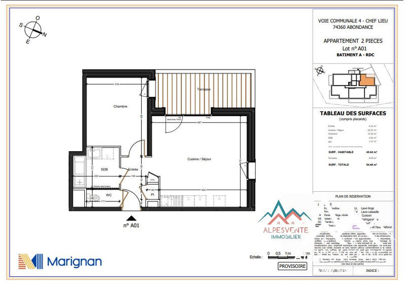 Appartement - 45 m² - 2 pièces