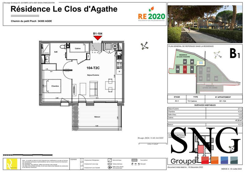 Appartement - 47 m² - 2 pièces