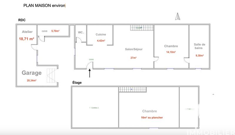 Maison - 58 m² - 3 pièces