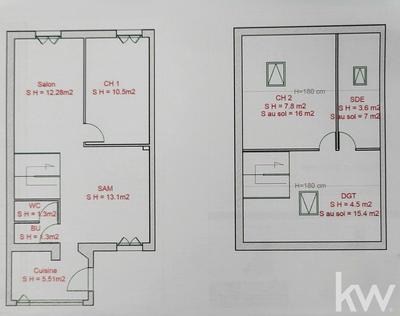 Appartement - 62 m² - 3 pièces
