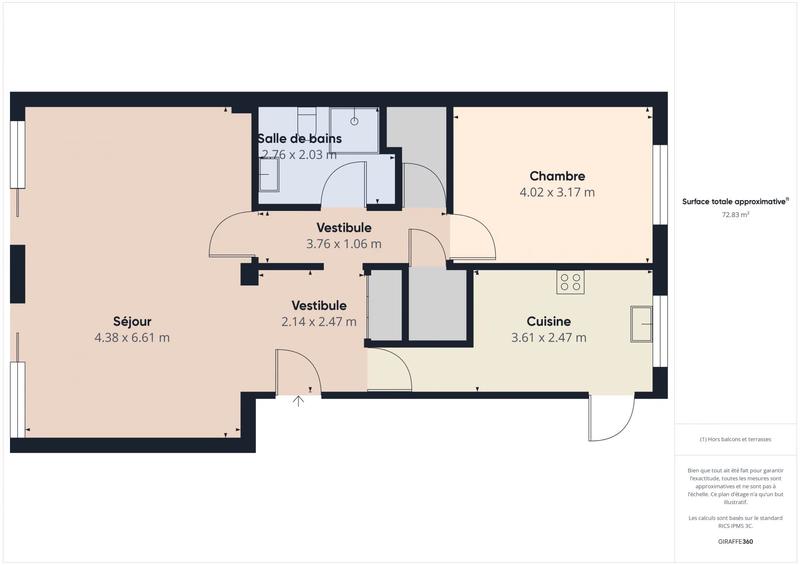 Appartement - 75 m² - 3 pièces