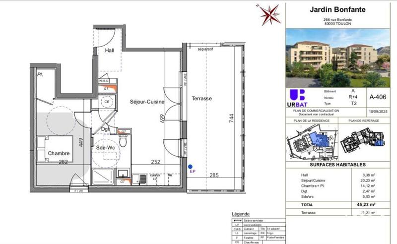 Appartement - 45 m² - 2 pièces