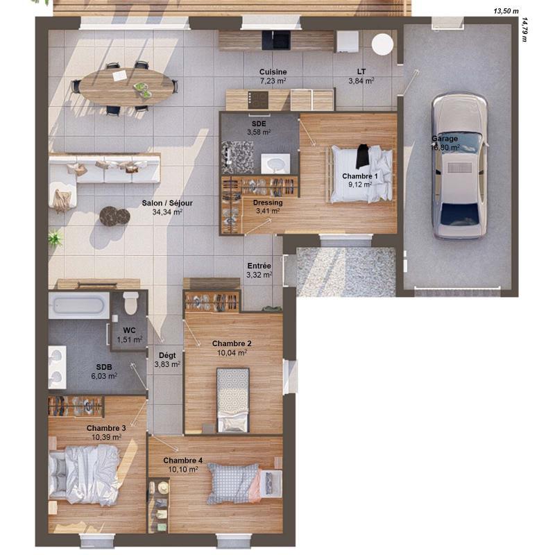 Maison - 107 m² - 6 pièces