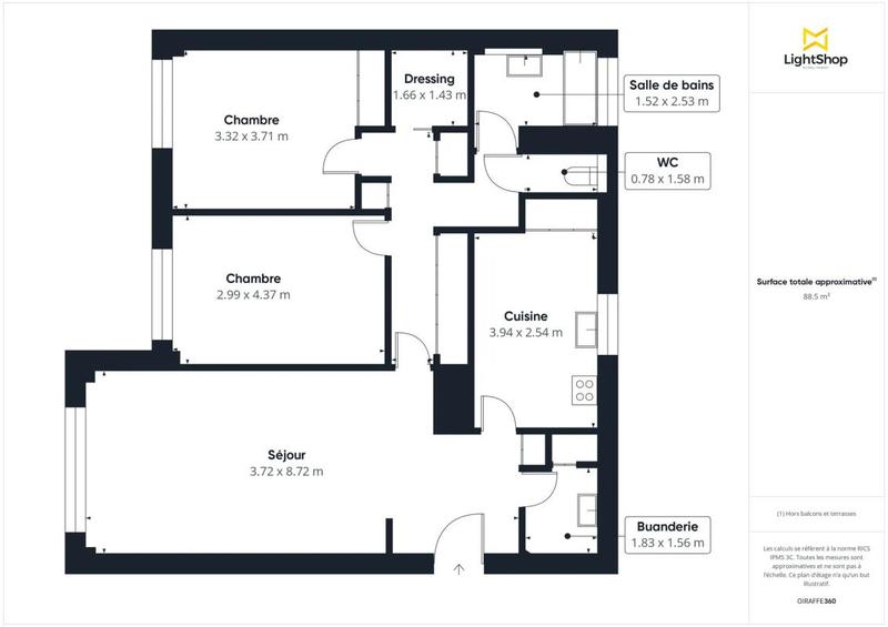 Appartement - 89 m² - 3 pièces