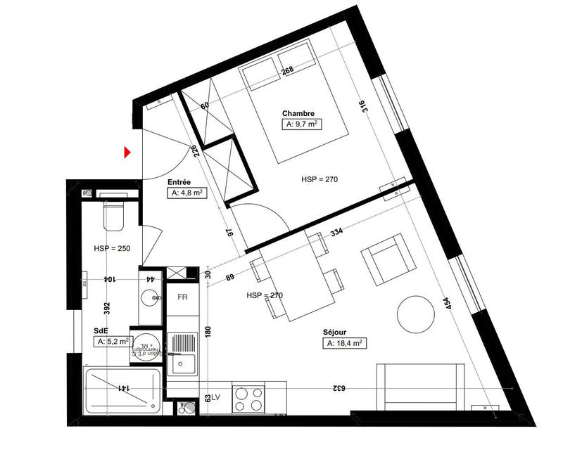 Appartement - 38 m² - 2 pièces