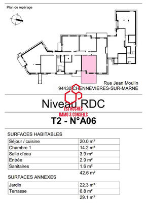 Appartement - 43 m² - 2 pièces