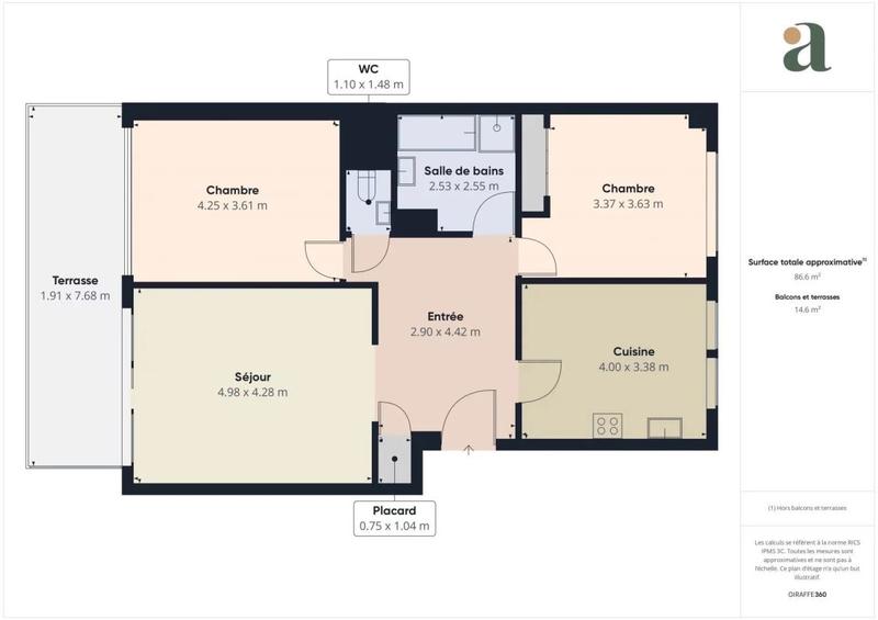 Appartement - 87 m² - 3 pièces