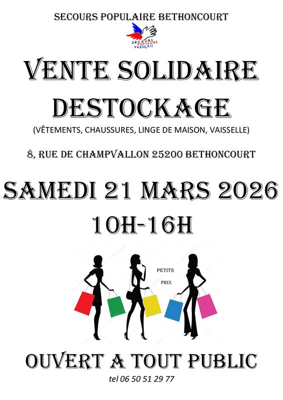vente solidaire déstockage - secours populaire