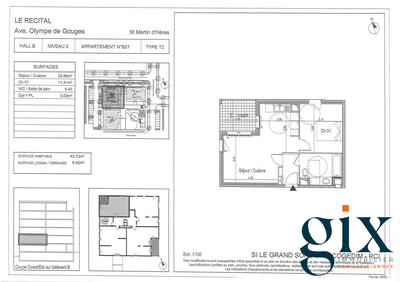 Appartement - 44 m² - 2 pièces