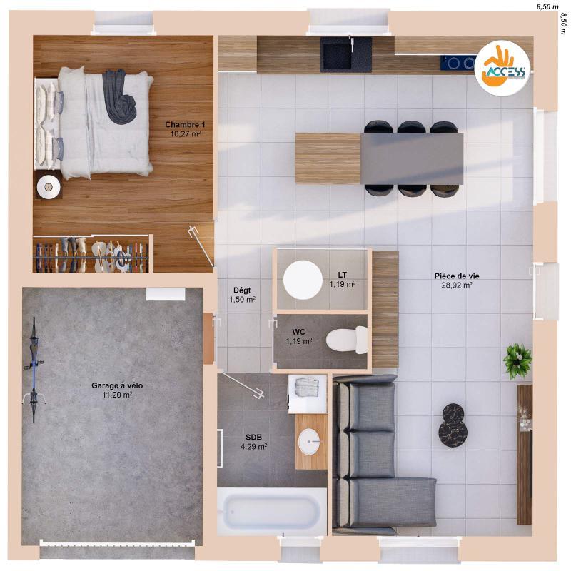 Maison - 47 m² - 3 pièces