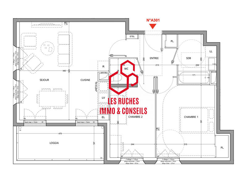 Appartement - 63 m² - 3 pièces