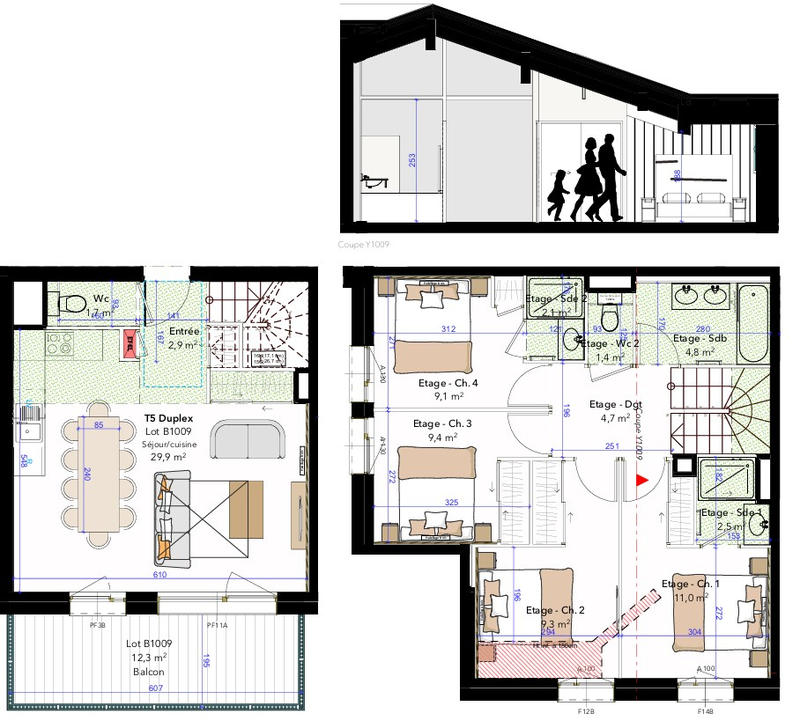 Appartement - 89 m² - 5 pièces