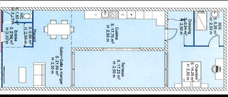 Appartement - 66 m² - 2 pièces