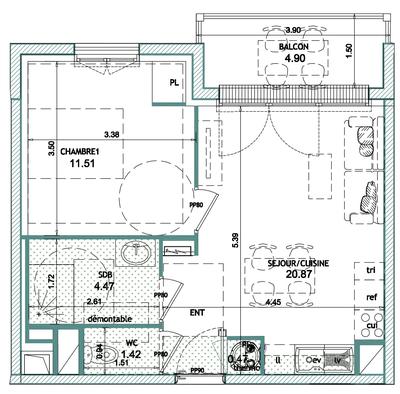 Appartement - 39 m² - 2 pièces
