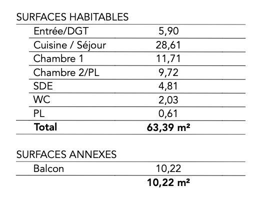 Appartement - 63 m² - 3 pièces
