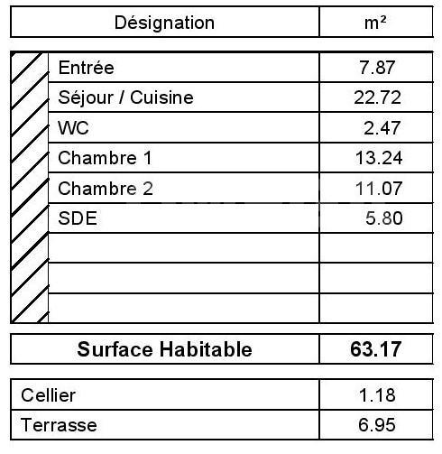 Appartement - 63 m² - 3 pièces