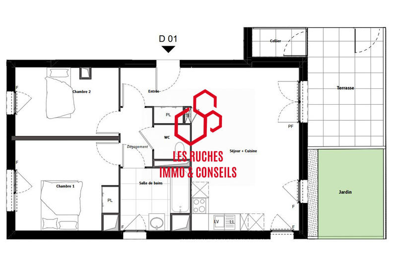 Appartement - 64 m² - 3 pièces