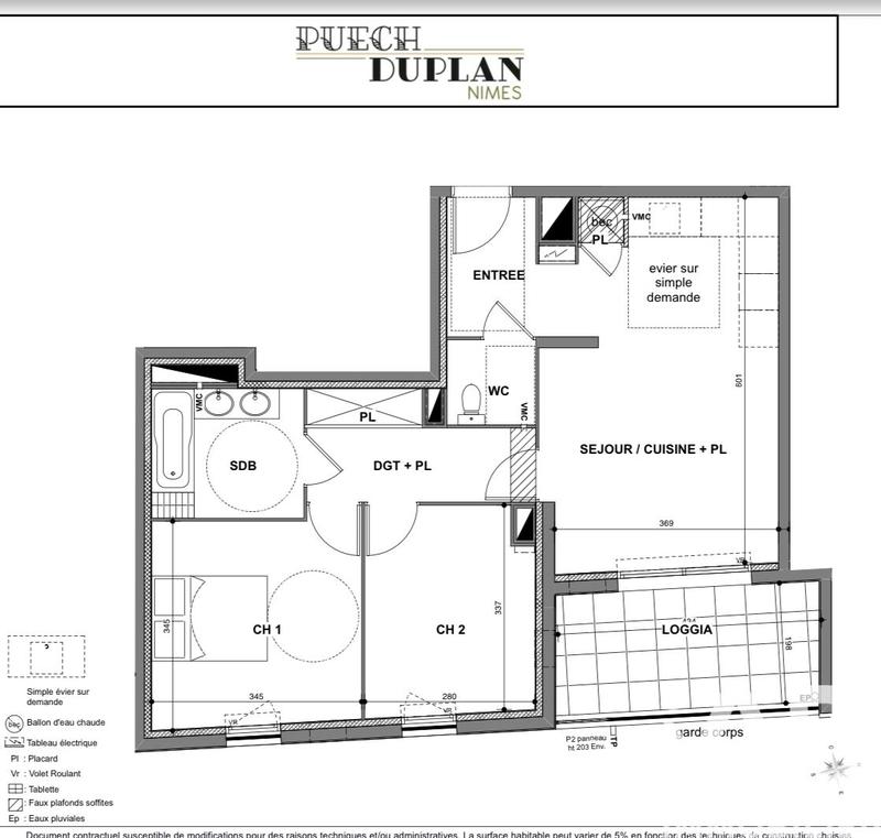 Appartement - 61 m² - 3 pièces