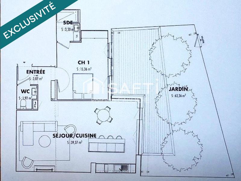 Appartement - 64 m² - 3 pièces