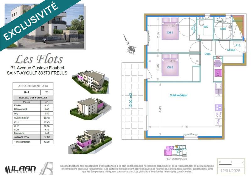 Appartement - 67 m² - 3 pièces