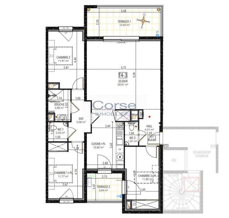 Appartement - 96 m² - 4 pièces