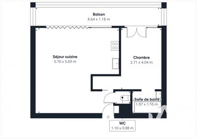 Appartement - 46 m² - 2 pièces