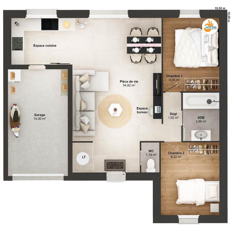 Maison - 60 m² - 4 pièces