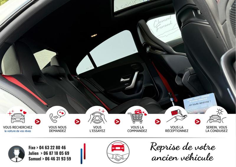 Mercedes Cla 35 Amg 306cv 4matic 7g-Dct *39.000km*Moteur à chaîne*Entretien jour chez Mercedes*Ct Ok*Pack Performance*Sièges Performance chauffants*Virtual Cockpit*Chargeur induction*Échappement Sport+ clapets*Toit ouvrant*Amg Dynamics*
