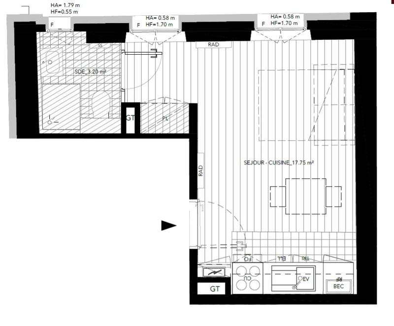 Appartement - 21 m² - 1 pièce