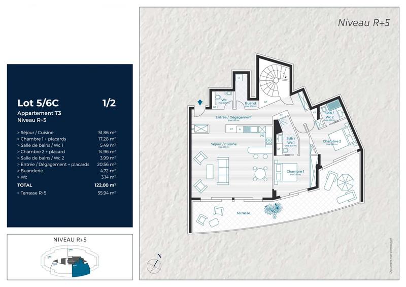 Appartement - 122 m² - 3 pièces