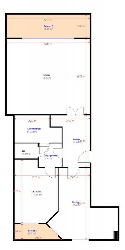 Appartement - 63 m² - 2 pièces