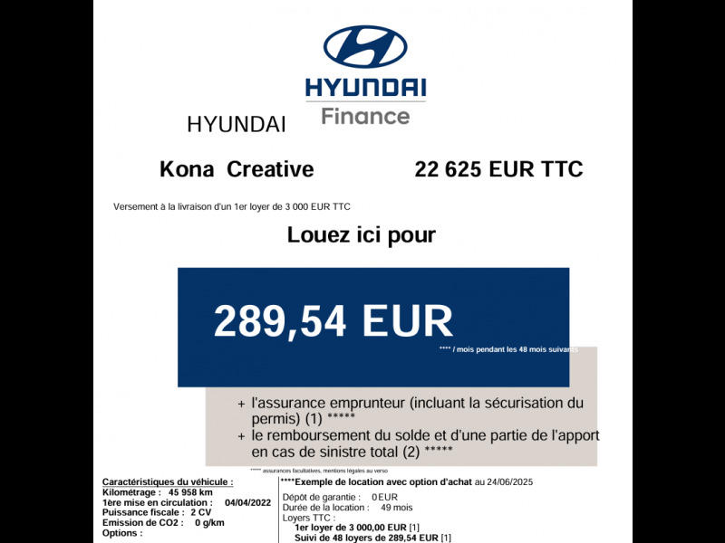 Hyundai Kona Electrique 39 kWh - 136 ch Creative