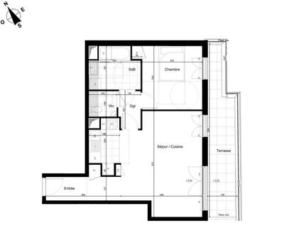 Appartement - 54 m² - 2 pièces