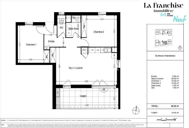 Appartement - 65 m² - 3 pièces