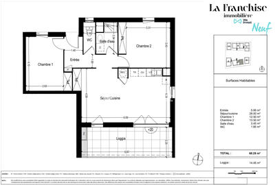 Appartement - 65 m² - 3 pièces